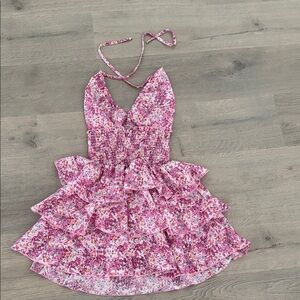 Pink Floral Halter Dress